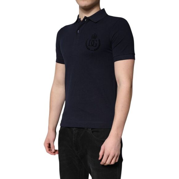 Dolce & Gabbana Polo Shirt Embroidered Logo Men Blue Polos